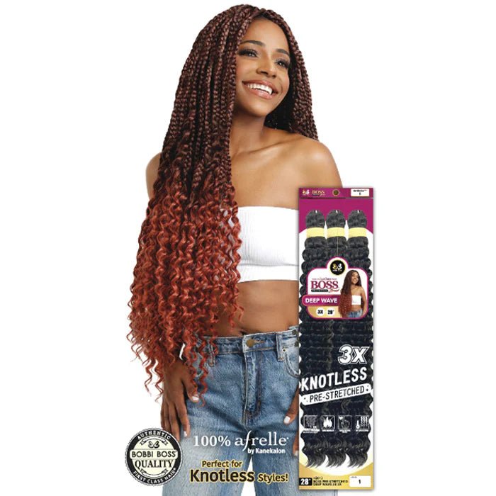 Bobbi Boss 3X Pre - Stretched Deep Wave Braid 28” – HB013 | Lightweight, Wavy & Tangle - Free | Triple Volume - Beauty Exchange Beauty Supply