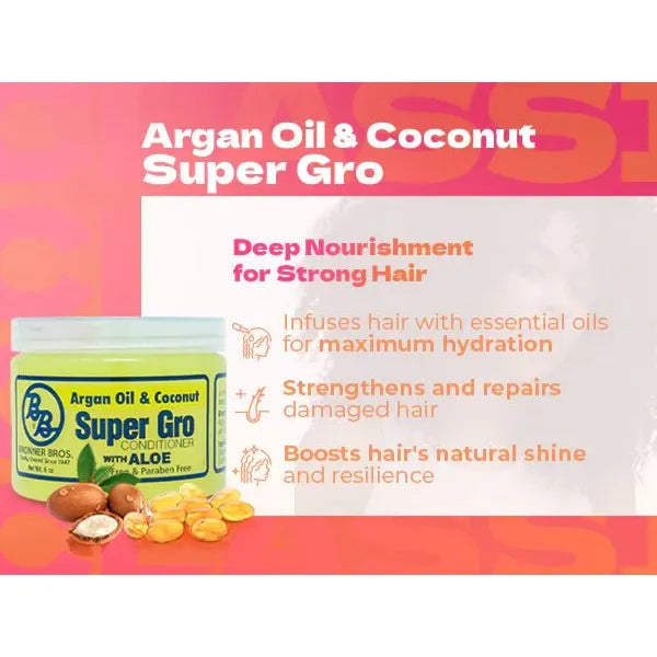 Bronner Bros Super Gro Hair & Scalp Conditioner – 6 Variants | Vitamin E & Herbal Oil Infused | Paraben & Gluten - Free - Beauty Exchange Beauty Supply