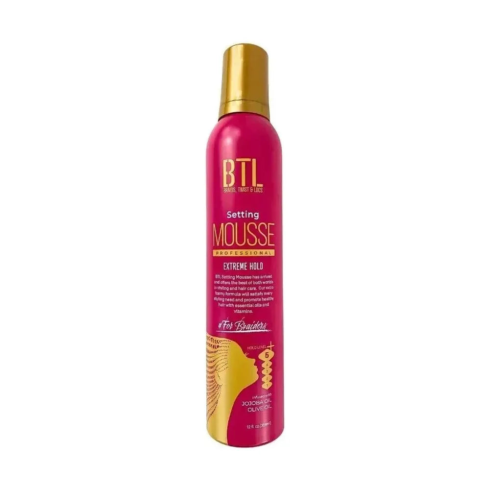 BTL Extreme Hold Enhanced Moisture Setting Mousse Hair Styling | 12oz | - Beauty Exchange Beauty Supply