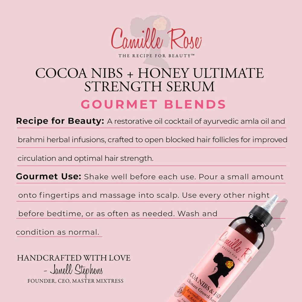 Camille Rose Cocoa Nibs & Honey Hair Growth Serum, with Amla Oil to Naturally Thicken Strengthen and Condition, for All Hair Types, 8 oz - Beauty Exchange Beauty Supply