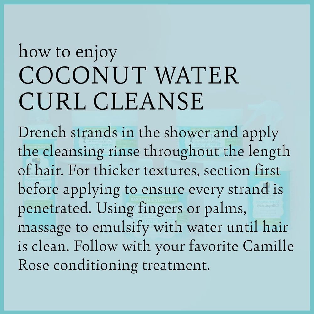 Camille Rose Coconut Water Curl Cleanse, Sulfate Free Hydrating Shampoo, with Coconut, Castor, and Rosemary Oils, for Soft Bouncy Curls, 12 oz - Beauty Exchange Beauty Supply