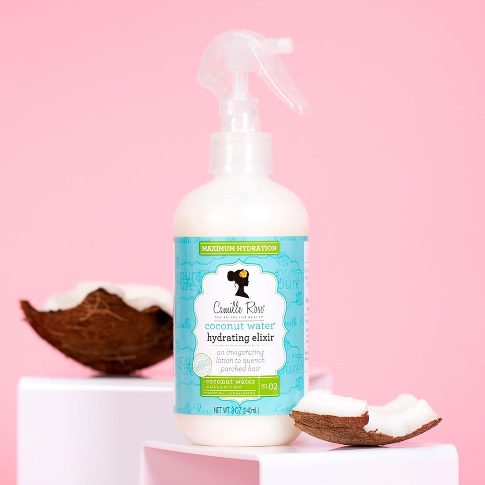 Camille Rose Coconut Water Hydrating Elixir, Hydtating Hair Treatment to Strengthen, Soften and Shine, for All Hair Types, 8 oz - Beauty Exchange Beauty Supply