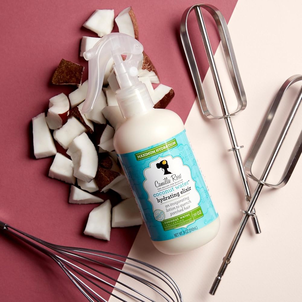 Camille Rose Coconut Water Hydrating Elixir, Hydtating Hair Treatment to Strengthen, Soften and Shine, for All Hair Types, 8 oz - Beauty Exchange Beauty Supply