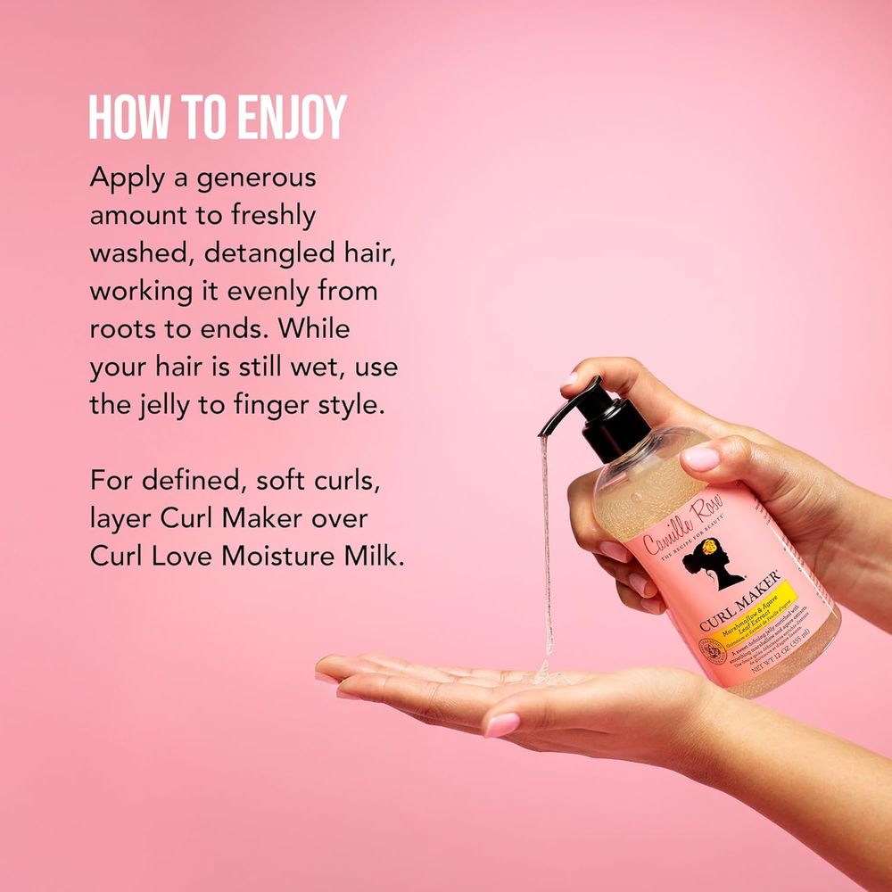 Camille Rose Curl Maker, Smoothing and Nourishing Curly Hair Gel with Aloe, for All Hair Types and Textures, 12 fl oz - Beauty Exchange Beauty Supply