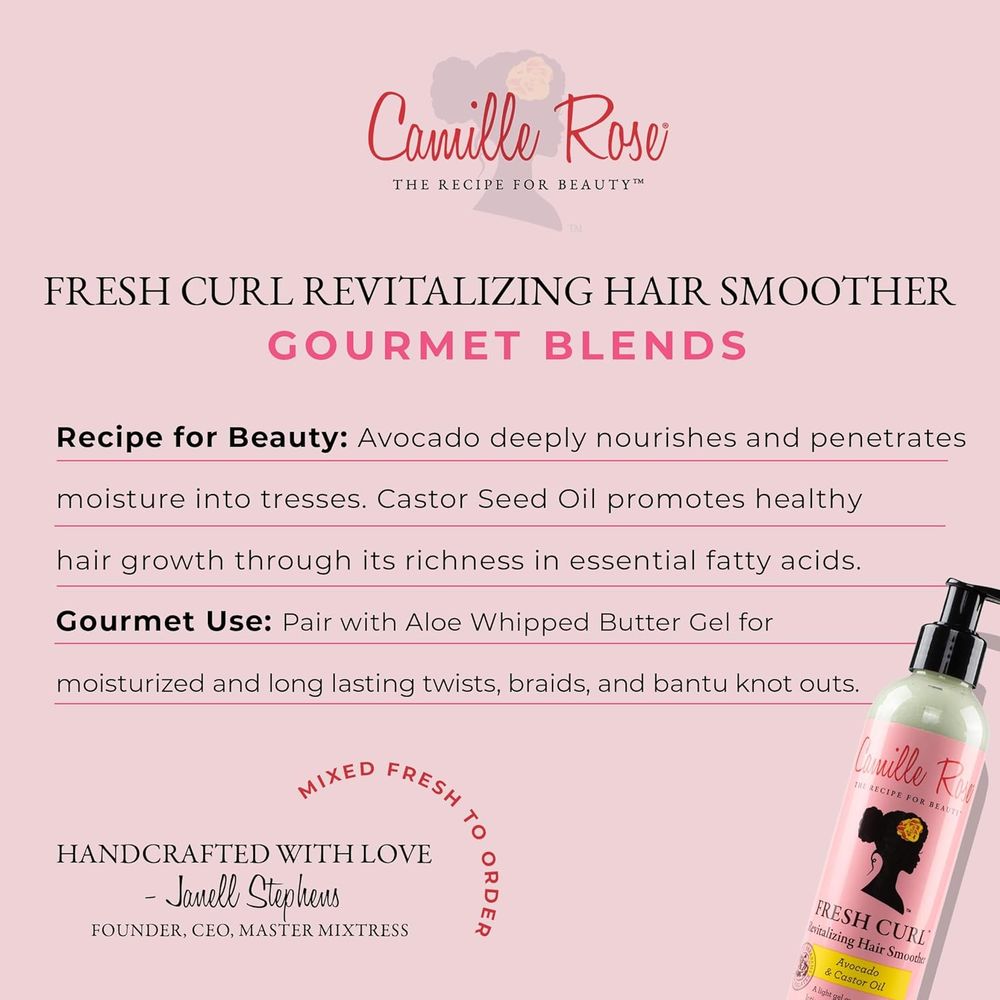 Camille Rose Fresh Curl Hair Styling Lotion & Detangler, with Avocado and Castor Oil, to Moisturize and Promote Hair Growth, for all Hair Types, 8 oz - Beauty Exchange Beauty Supply