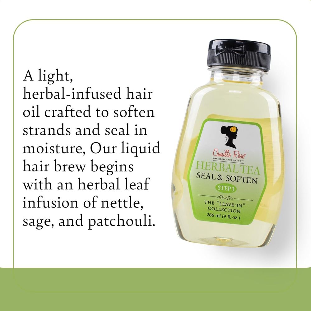 Camille Rose Herbal Tea leave in Hair Oil, with Jojoba and Lavender to Seal Moisture and Soften Strands, for all Hair Types, 9 fl oz - Beauty Exchange Beauty Supply