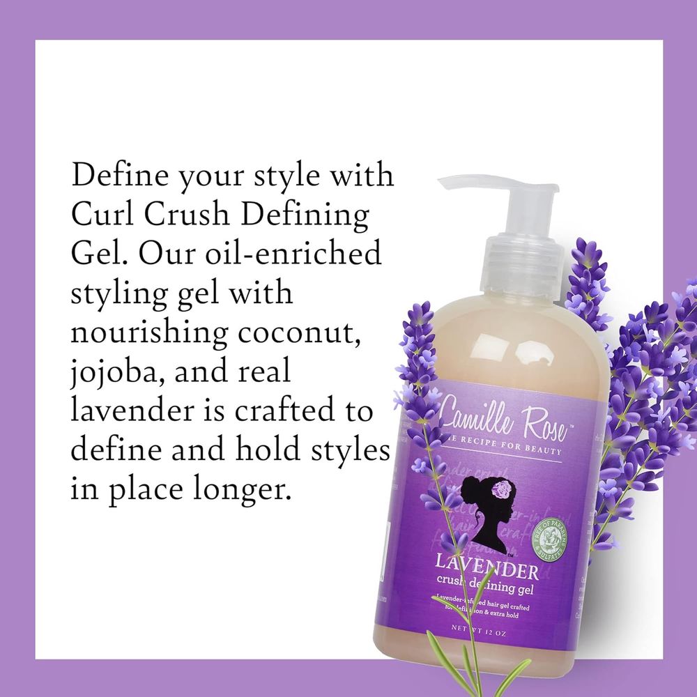Camille Rose Lavender Crush Curl Defining Hair Gel, for Definition and Extra Hold, 12 oz - Beauty Exchange Beauty Supply