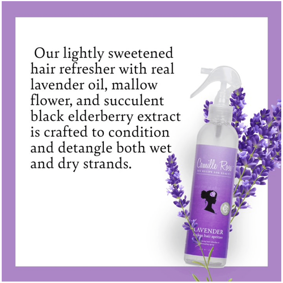 Camille Rose Lavender Shaken Hair Spritzer – 8 oz Lightweight Hydration with Lavender & Botanical Oils - Beauty Exchange Beauty Supply