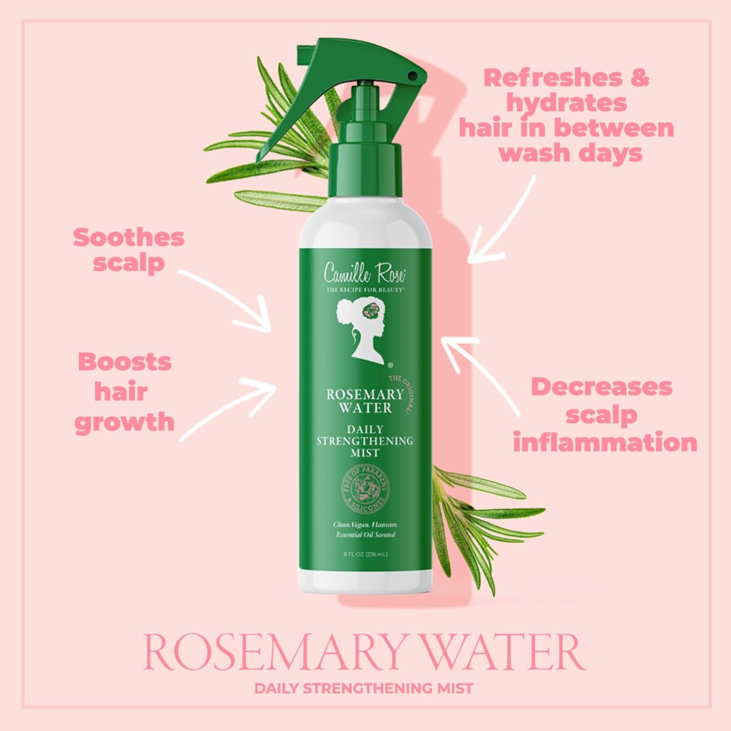 Camille Rose Rosemary Water – Refresh & Hydrate 8 oz - Beauty Exchange Beauty Supply