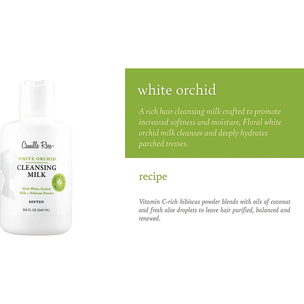 Camille Rose White Orchid Cleansing Milk – 8 fl oz Softening, Moisturizing Cleanser for Scalp & Hair - Beauty Exchange Beauty Supply