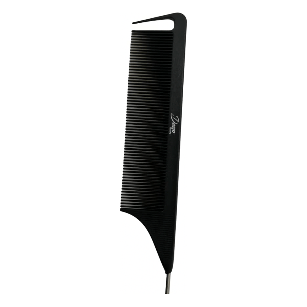Carbon Fiber - Rat Tail Comb | Plastic | Carbon Fiber | Metal End For Styling | Accurate Parting | Heat Resistant | Comfy Grip | Durable | Sleek Look | Detangling | Portable | - Beauty Exchange Beauty Supply