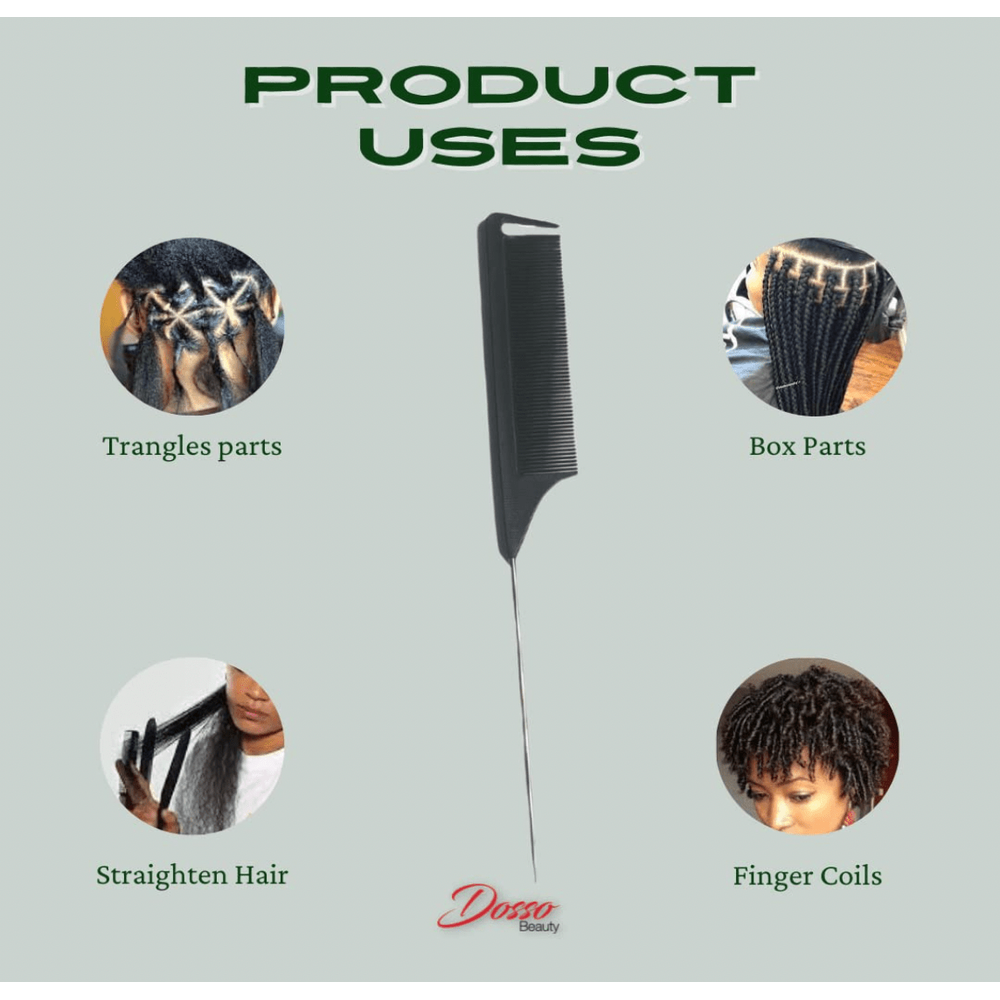 Carbon Fiber - Rat Tail Comb | Plastic | Carbon Fiber | Metal End For Styling | Accurate Parting | Heat Resistant | Comfy Grip | Durable | Sleek Look | Detangling | Portable | - Beauty Exchange Beauty Supply