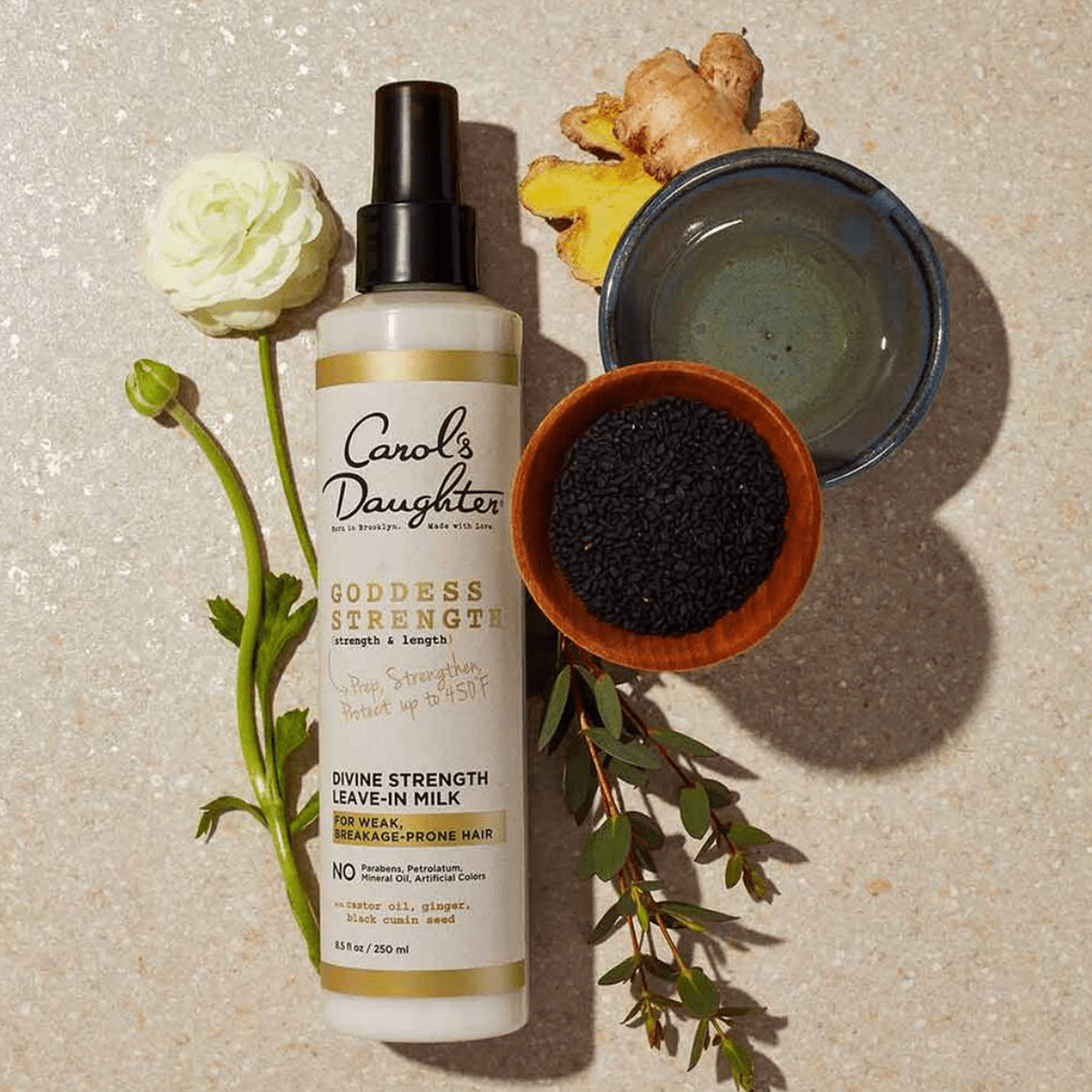 Carol's Daughter Leave In Conditioner, 8.5 Fluid Ounces, Goddess Strength Divine Strength Hair Milk with Castor Oil for Weak, Wavy, Coily and Curly Hair - Beauty Exchange Beauty Supply