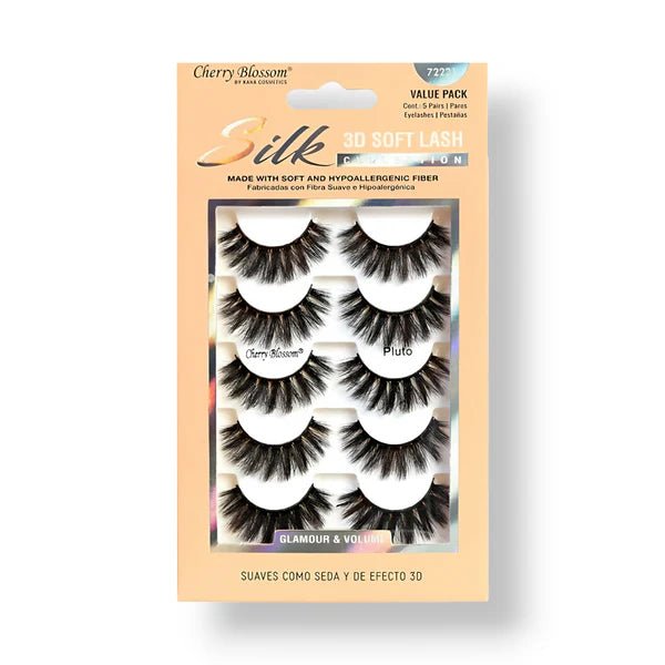 Cherry Blossom Silk 3D Soft Eyelashes – 5 Pairs | Ultra - Soft, Lightweight, and Wispy | Styles 21 Pluto & 22 Uranus - Beauty Exchange Beauty Supply
