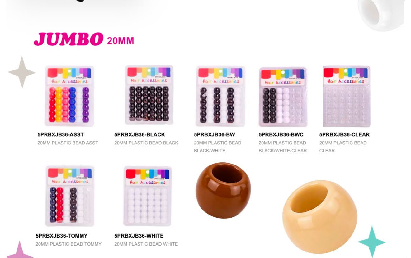 C&L Jumbo Plastic Hair Beads – 20mm - Beauty Exchange Beauty Supply