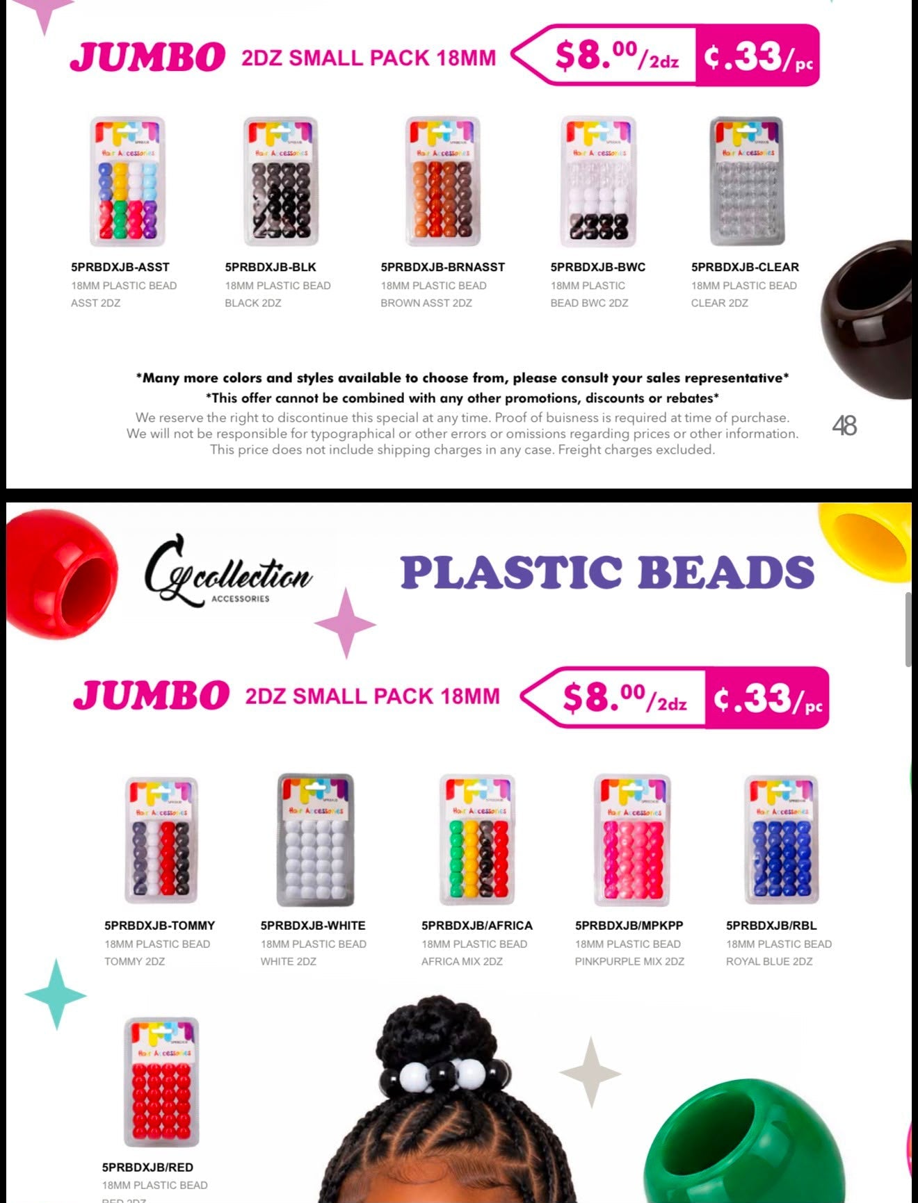 C&L Jumbo Plastic Hair Beads Jumbo – 18mm - Beauty Exchange Beauty Supply