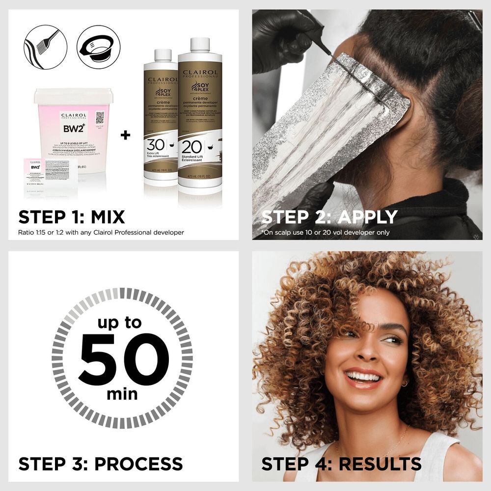 Clairol Professional BW2+ Extra Strength Powder Lightener | Up to 9 Levels of Lift for Hair Highlights & Lightening - Beauty Exchange Beauty Supply