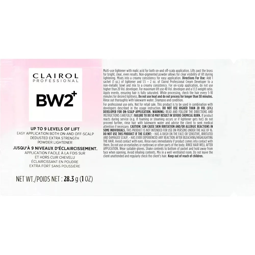 Clairol Professional BW2+ Extra Strength Powder Lightener | Up to 9 Levels of Lift for Hair Highlights & Lightening - Beauty Exchange Beauty Supply