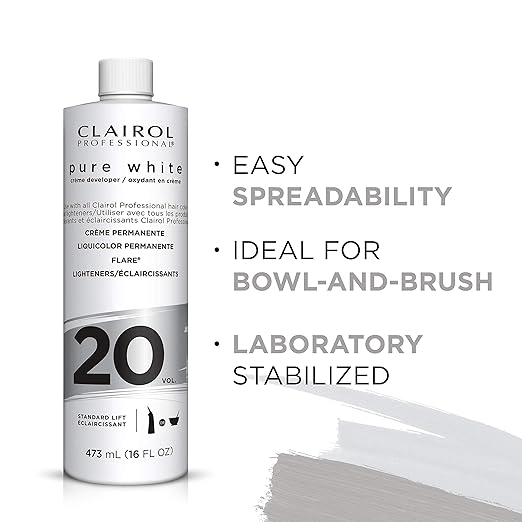 Clairol Professional Pure White Creme Hair Developers - Lightening & Gray Coverage | 10, 20, 30, 40 Volume | 16oz - Beauty Exchange Beauty Supply