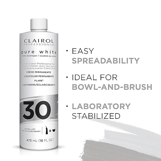 Clairol Professional Pure White Creme Hair Developers - Lightening & Gray Coverage | 10, 20, 30, 40 Volume | 16oz - Beauty Exchange Beauty Supply