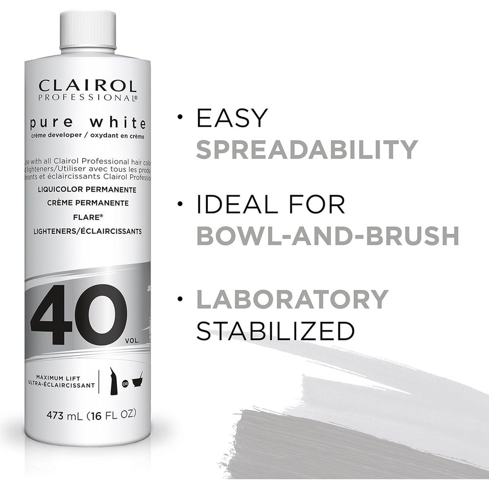Clairol Professional Pure White Creme Hair Developers - Lightening & Gray Coverage | 10, 20, 30, 40 Volume | 16oz - Beauty Exchange Beauty Supply
