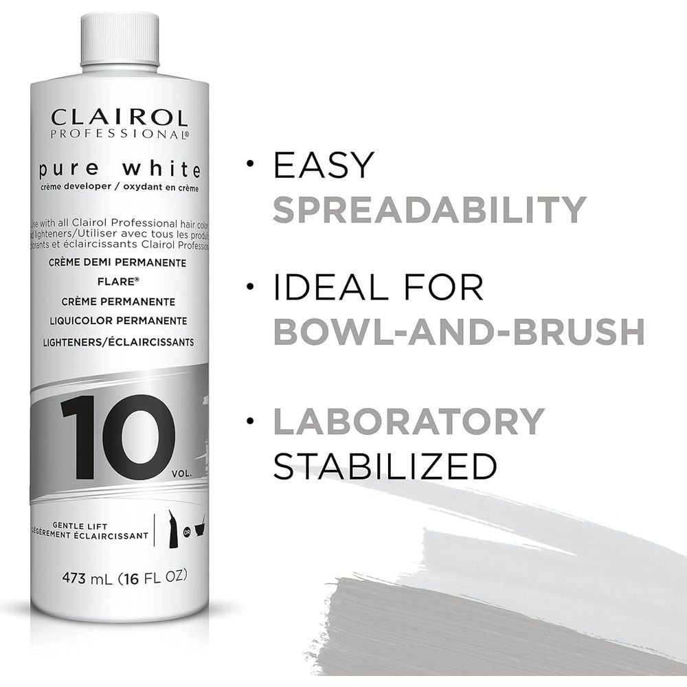 Clairol Professional Pure White Creme Hair Developers - Lightening & Gray Coverage | 10, 20, 30, 40 Volume | 16oz - Beauty Exchange Beauty Supply