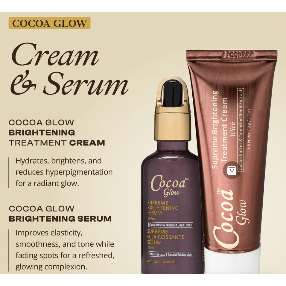 Cocoa Glow - Supreme | Exfoliating Purifying Serum | Skin Lightening | Cocoa Butter | Tamarind Extract | 1.66oz | - Beauty Exchange Beauty Supply