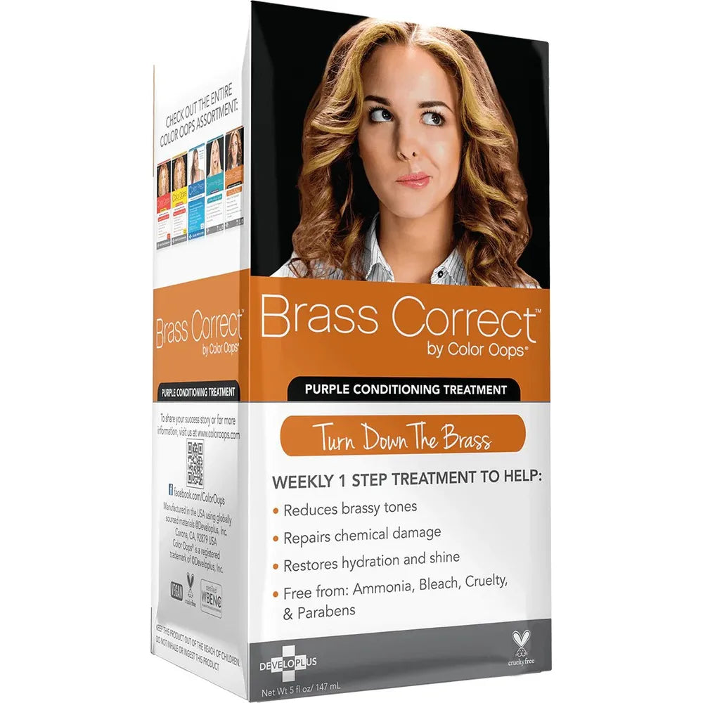 Color Oops BRASS CORRECT Purple Conditioning Treatment – Tone Down Brassiness, Boost Shine (4 fl oz) - Beauty Exchange Beauty Supply