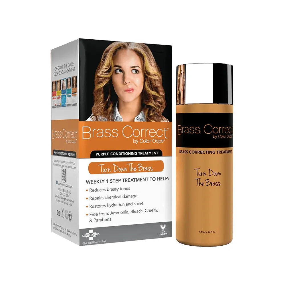 Color Oops BRASS CORRECT Purple Conditioning Treatment – Tone Down Brassiness, Boost Shine (4 fl oz) - Beauty Exchange Beauty Supply