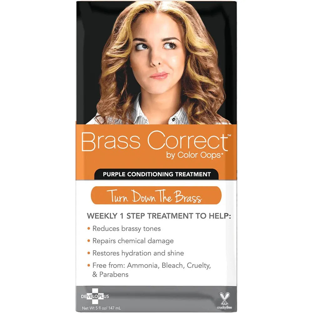 Color Oops BRASS CORRECT Purple Conditioning Treatment – Tone Down Brassiness, Boost Shine (4 fl oz) - Beauty Exchange Beauty Supply