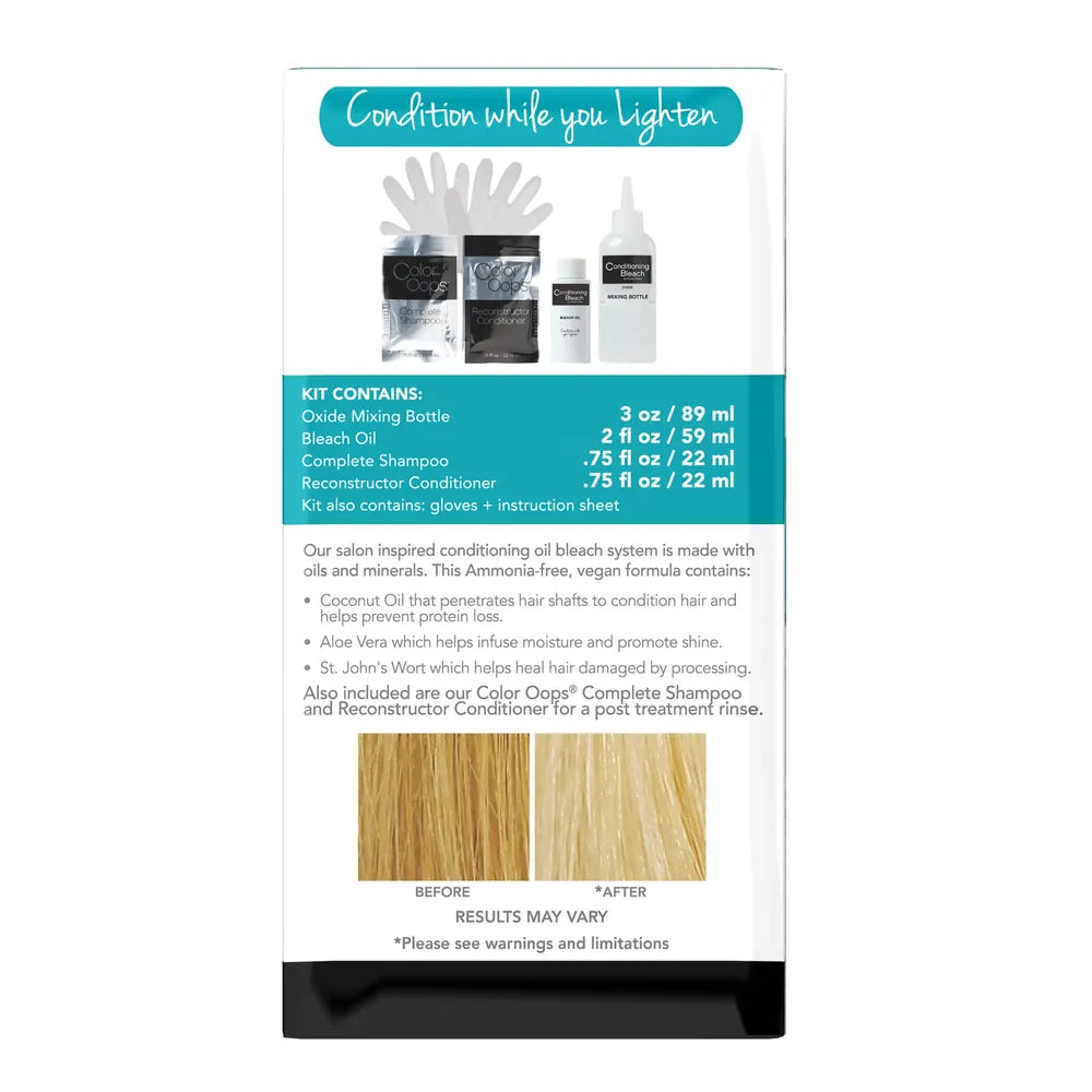 Color Oops Conditioning Bleach – Ammonia - Free Lightening Kit with Coconut Oil (1 Application) - Beauty Exchange Beauty Supply