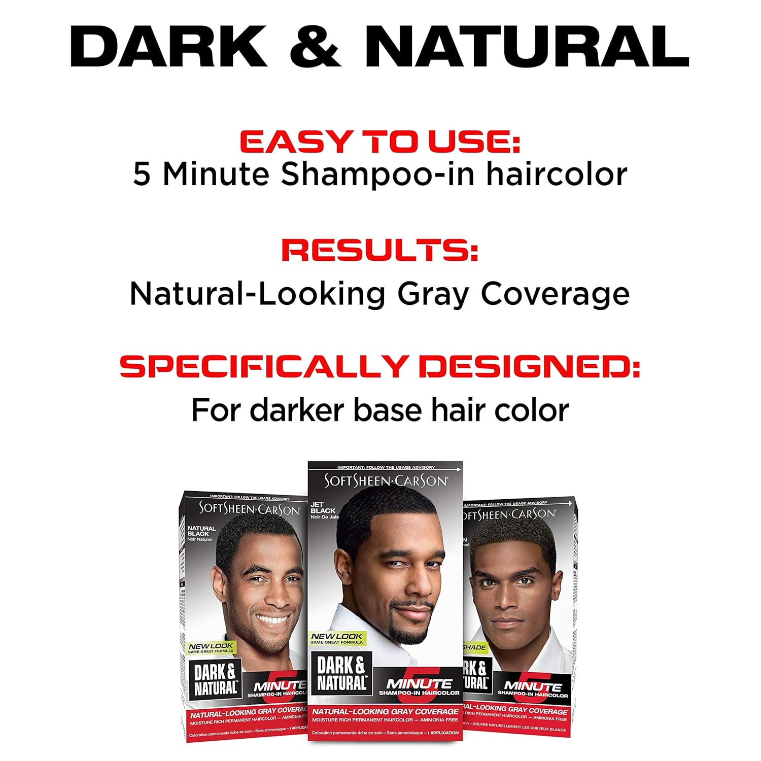 SoftSheen Dark and Natural 5 Minute Hair Color – Gray Coverage for Men