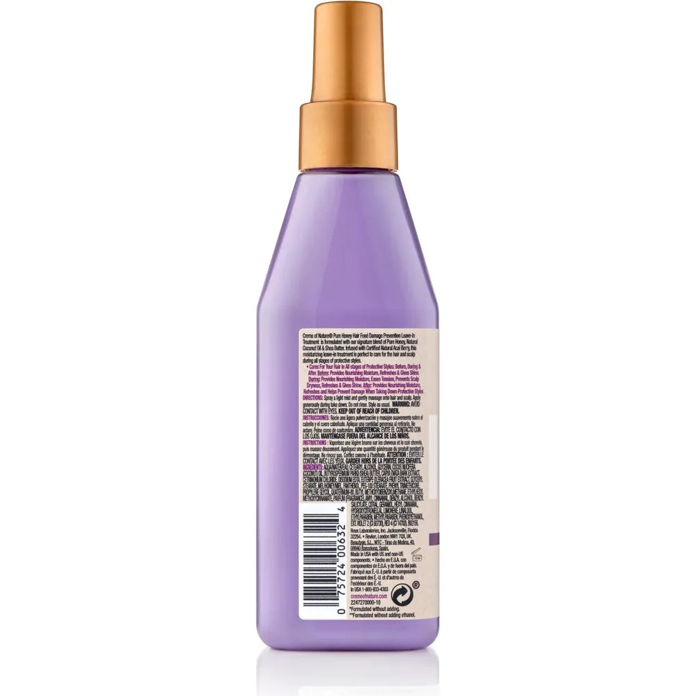 Creme of Nature Pure Honey Hair Food Honey + Acai Berry Damage Prevention Leave - In Treatment 8 oz - Beauty Exchange Beauty Supply