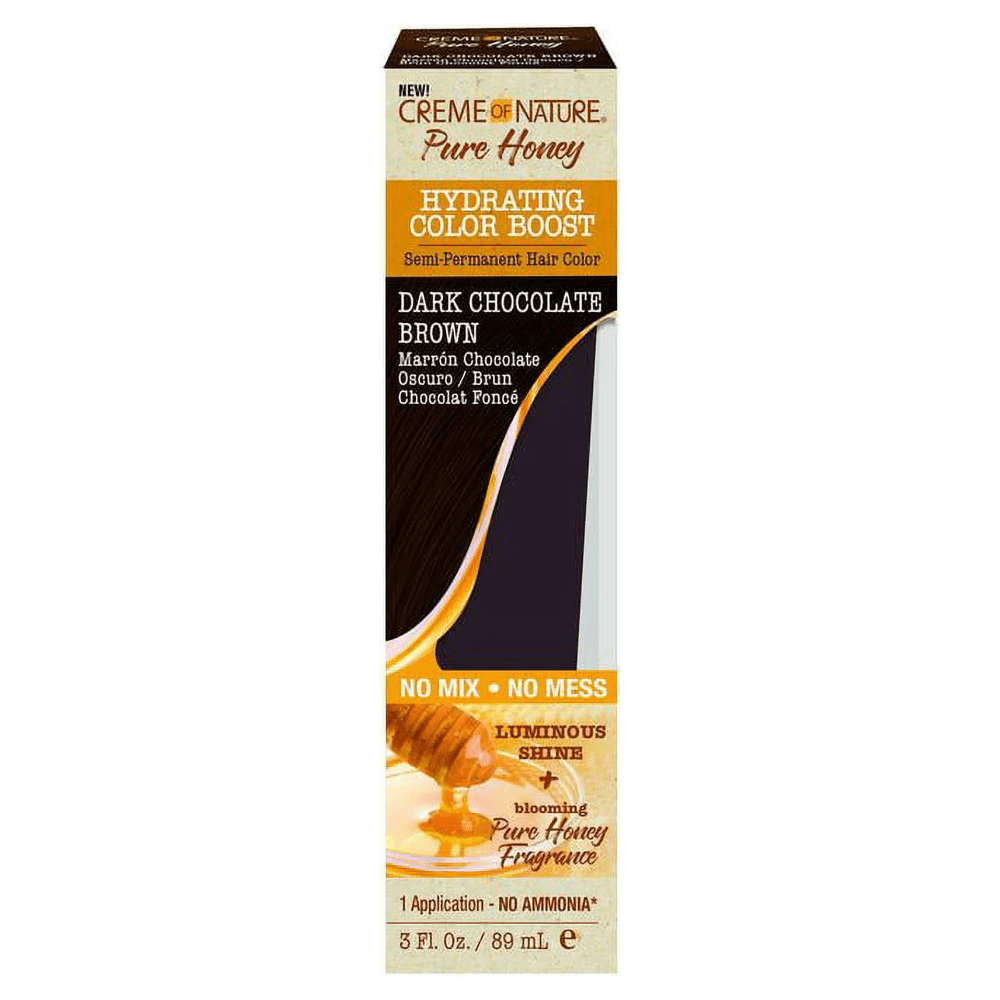 Creme of Nature Pure Honey Hydrating Color Boost – Semi - Permanent Hair Color | 2 Variants - | Silky Jet Black & Dark Chocolate Brown | – 3 oz – Unisex - Beauty Exchange Beauty Supply