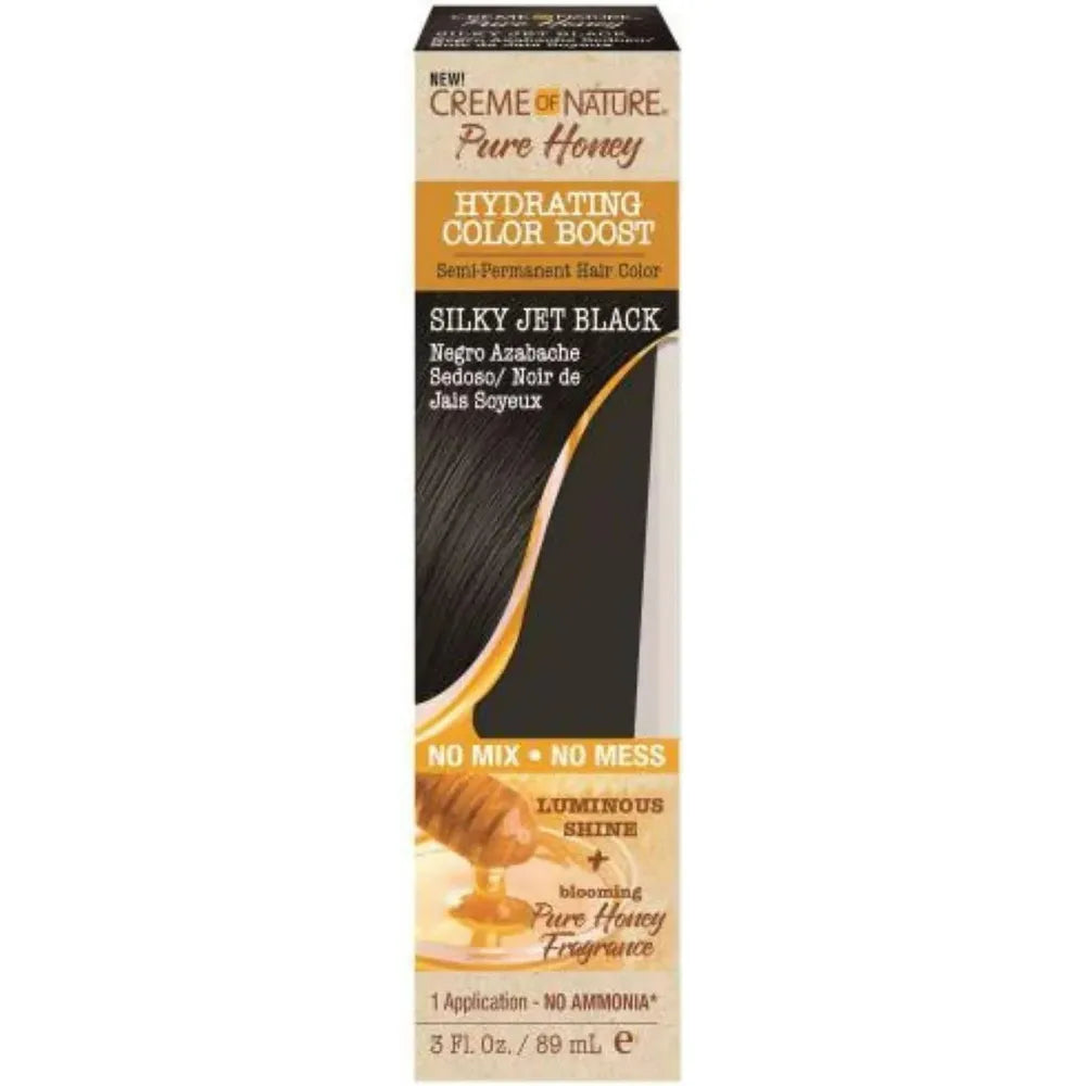 Creme of Nature Pure Honey Hydrating Color Boost – Semi - Permanent Hair Color | 2 Variants - | Silky Jet Black & Dark Chocolate Brown | – 3 oz – Unisex - Beauty Exchange Beauty Supply