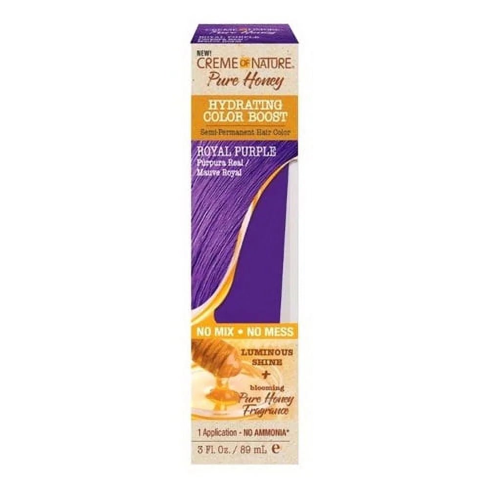 Creme of Nature Pure Honey Hydrating Color Boost – Semi - Permanent Hair Color – 3 oz, Unisex (Royal Purple, Magenta, Fuchsia, Light Golden Copper, Indigo Blue) - Beauty Exchange Beauty Supply