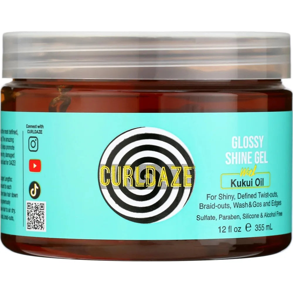 CurlDaze Shine Gel with Kukui Oil | High Shine • Curl Definition • Frizz Control – 12 fl oz - Beauty Exchange Beauty Supply