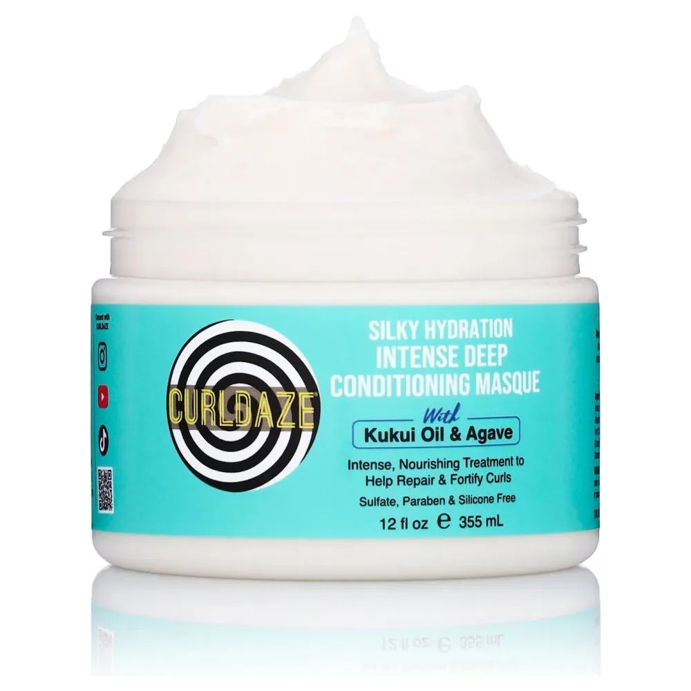 CurlDaze Silky Hydration Intense Deep Conditioning Masque | Repair โข Moisturize โข Soften Dry, Damaged, or Color - Treated Hair โ 12 oz - Beauty Exchange Beauty Supply