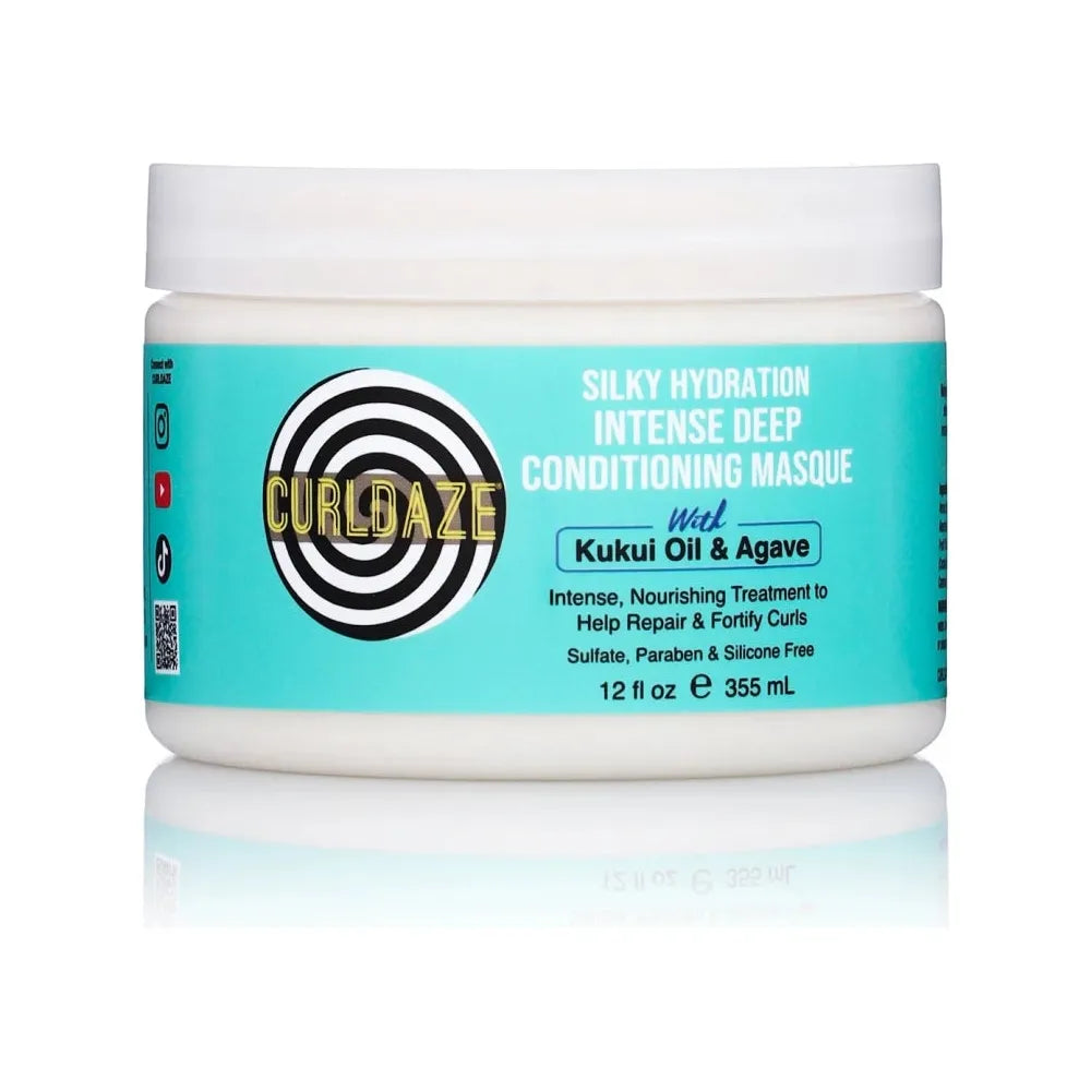 CurlDaze Silky Hydration Intense Deep Conditioning Masque | Repair โข Moisturize โข Soften Dry, Damaged, or Color - Treated Hair โ 12 oz - Beauty Exchange Beauty Supply