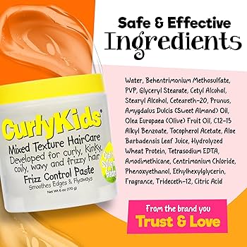 Curly Kids Mixed Texture Haircare | 2 Variants - Curly Gel & Frizz Control Paste | Curly, Coily & Wavy Hair – 6oz - Beauty Exchange Beauty Supply