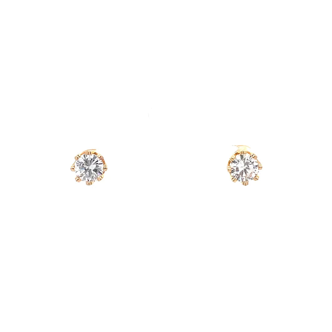 The One Jewelry Crown Stud CZ Round Earrings