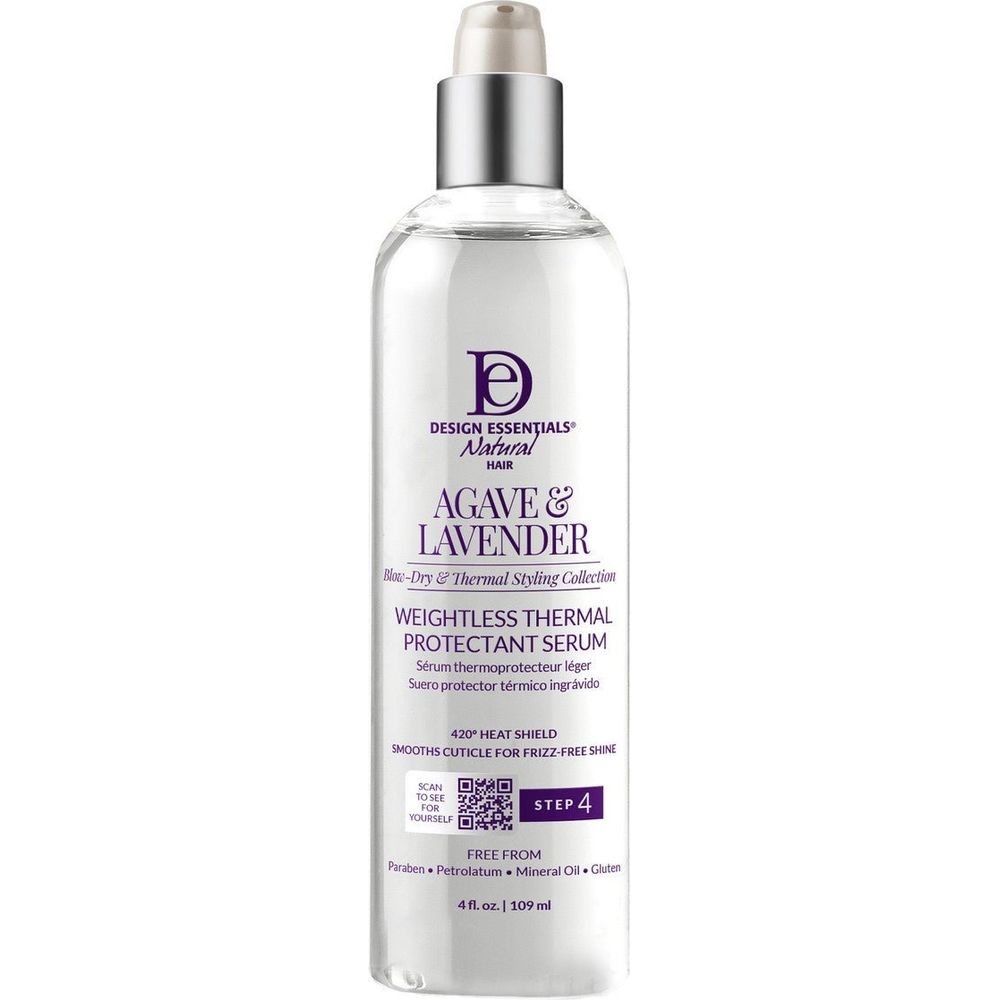 Design Essentials Agave & Lavender Weightless Thermal Protectant Serum โ Smoothness, Shine & Heat Defense (4oz) - Beauty Exchange Beauty Supply