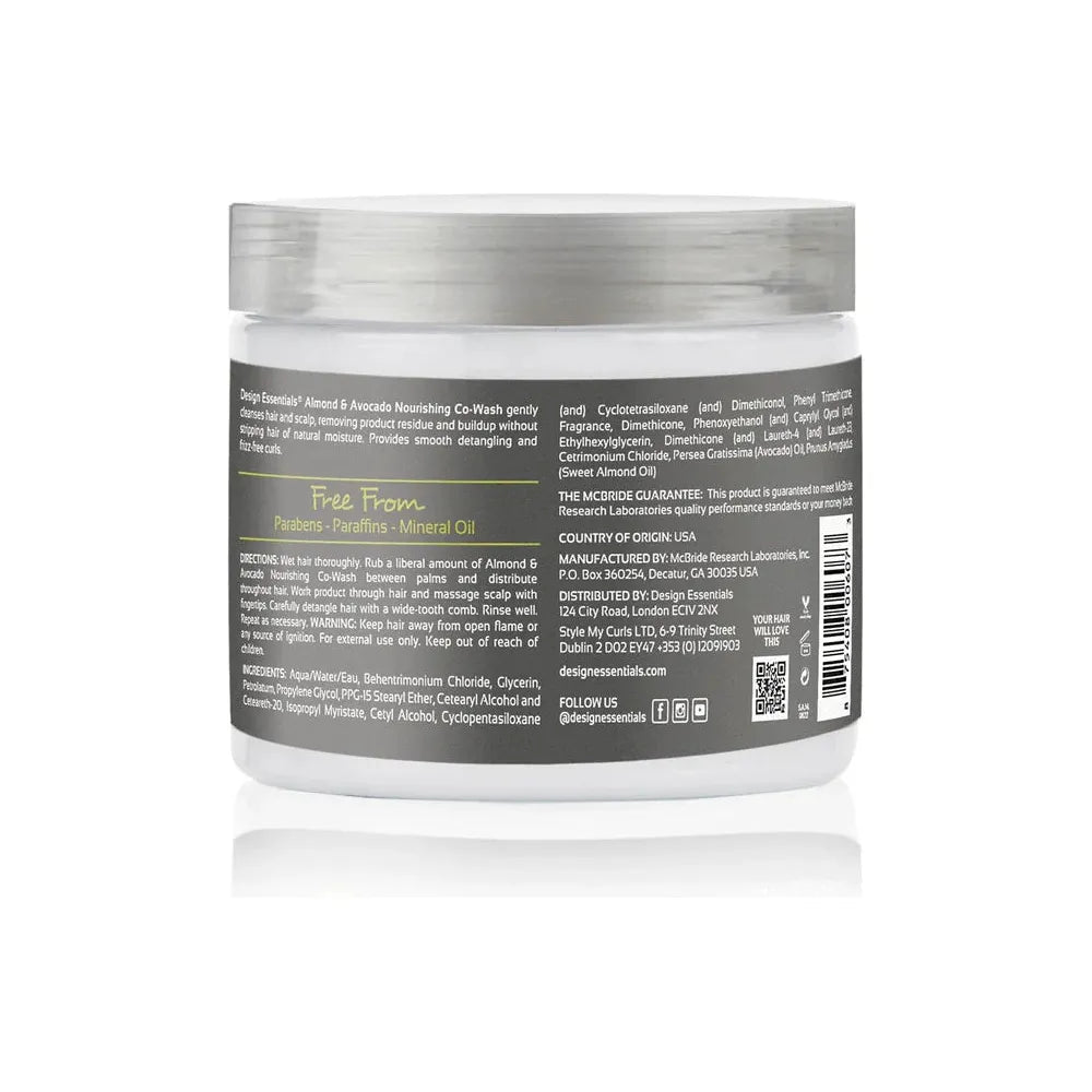 Design Essentials Almond & Avocado Nourishing Co - Wash 16 oz – Gentle Cleansing + Deep Moisture for Natural Hair - Beauty Exchange Beauty Supply
