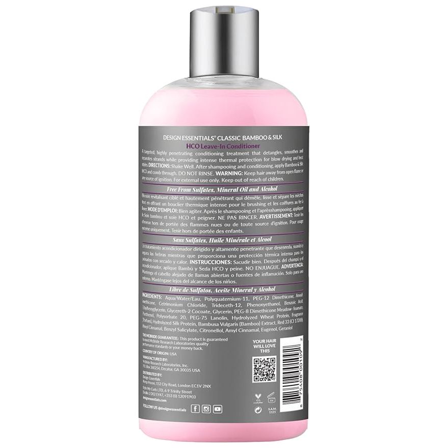 Design Essentials Bamboo & Silk HCO Leave - In Conditioner – Thermal Protection & Strengthening Formula (32oz, Pink Bottle) - Beauty Exchange Beauty Supply