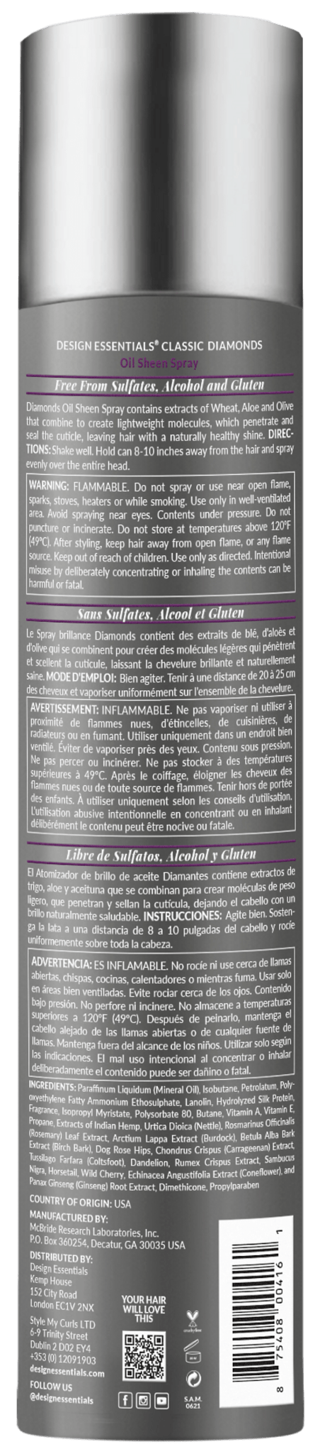 Design Essentials DIAMONDS Oil Sheen Spray – 10 oz - Beauty Exchange Beauty Supply