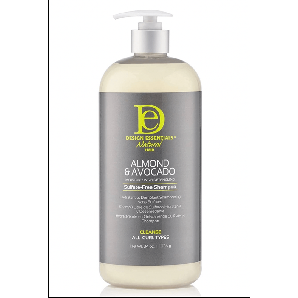 Design Essentials Natural Almond & Avocado Sulfate - Free Shampoo 34 oz โ Moisturizing Cleanse for Curly, Coily & Textured Hair - Beauty Exchange Beauty Supply
