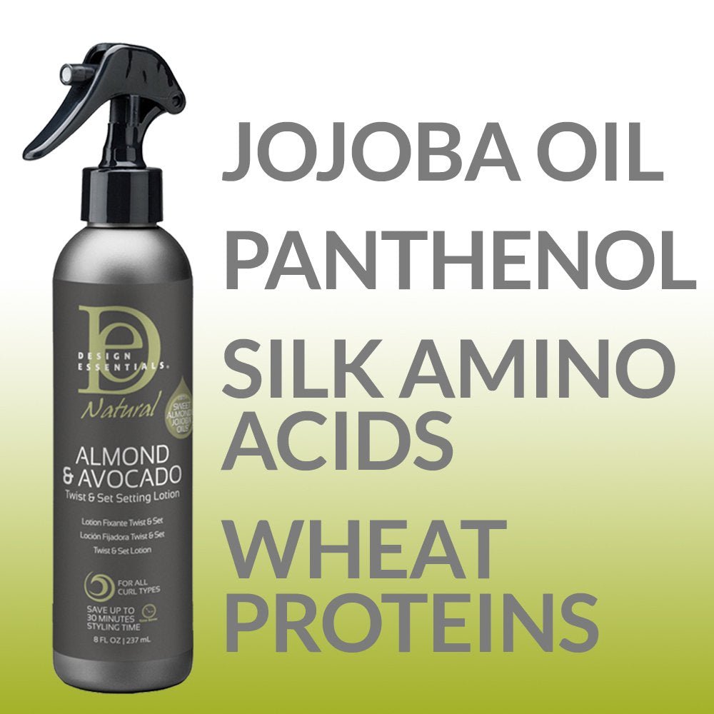 Design Essentials Natural Almond & Avocado Twist & Set Setting Lotion – Sets, Nourishes & Defines – 8 oz - Beauty Exchange Beauty Supply