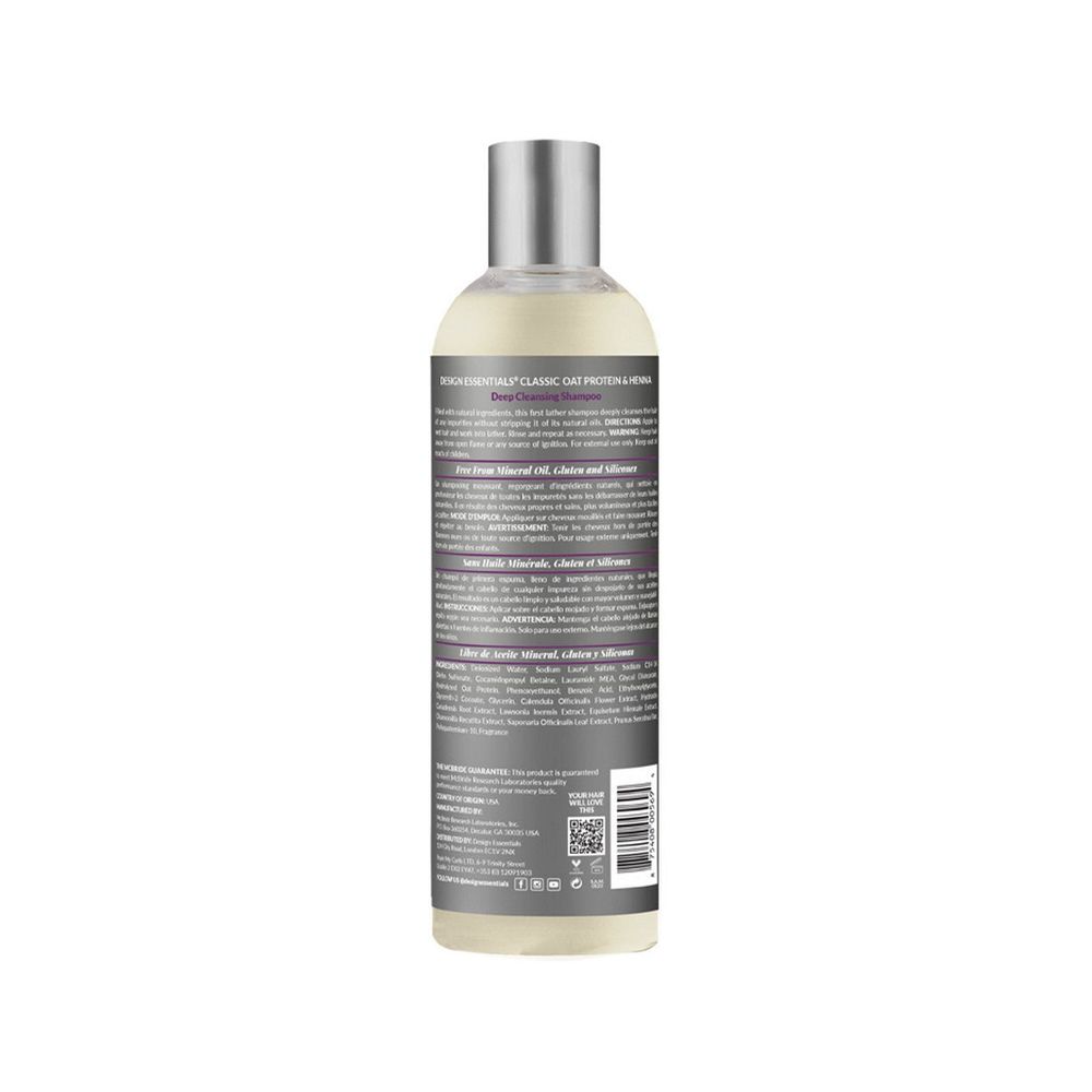 Design Essentials Oat Protein & Henna Deep Cleansing Shampoo – 12 oz - Beauty Exchange Beauty Supply