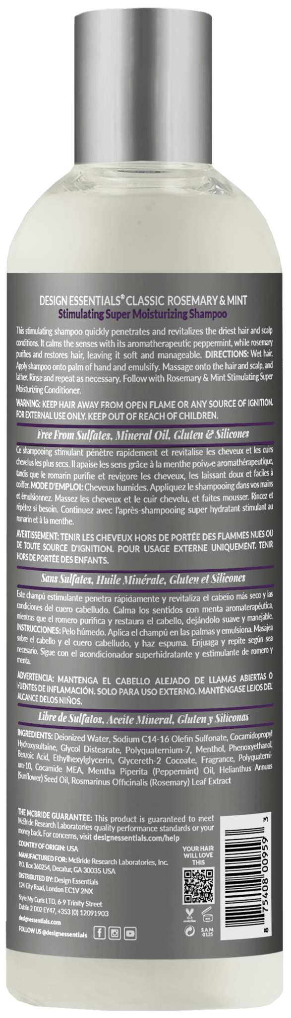 Design Essentials Rosemary & Mint Stimulating Shampoo – 12 oz - Beauty Exchange Beauty Supply