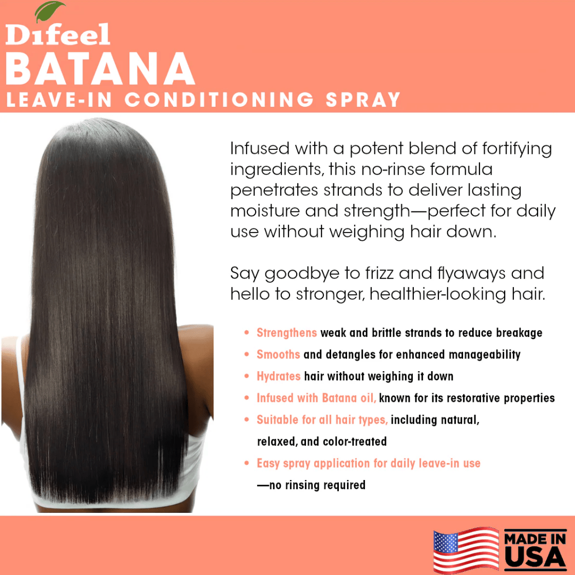 Difeel Batana Leave - in Conditioning Spray – 12 oz - Beauty Exchange Beauty Supply